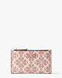 Kate Spade,spade flower coated canvas small slim bifold wallet,Pink Multi