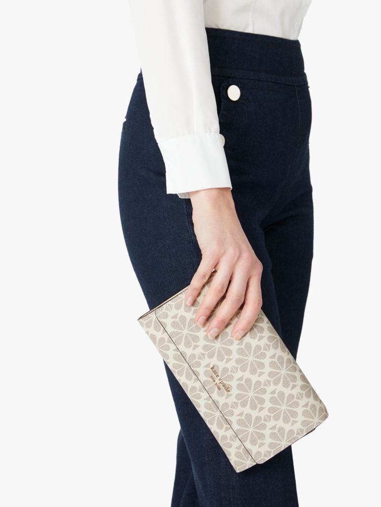 Spade Flower Coated Canvas Key Pouch