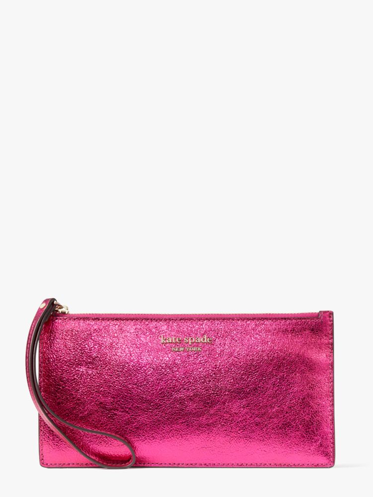 Kate Spade,spencer metallic phone wristlet,wristlets & pouches,Metallic Rhododendron