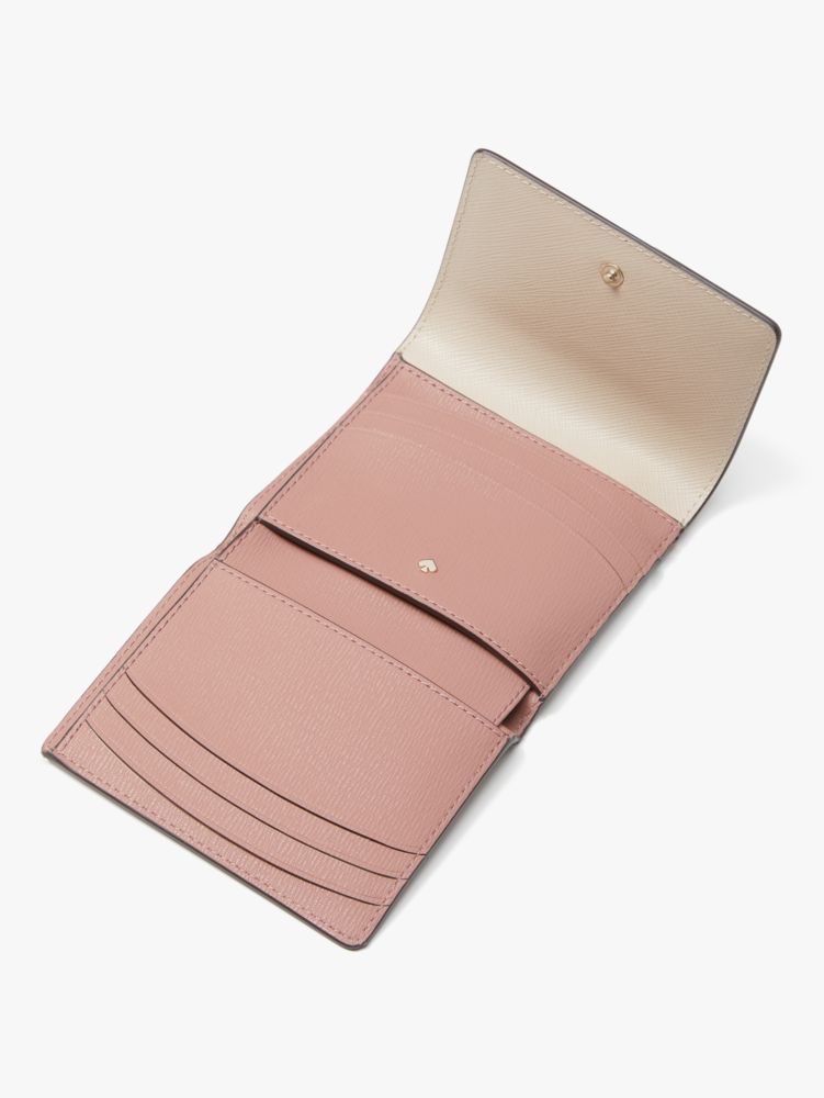 Kate Spade,booked trifold flap wallet,Warm Beige