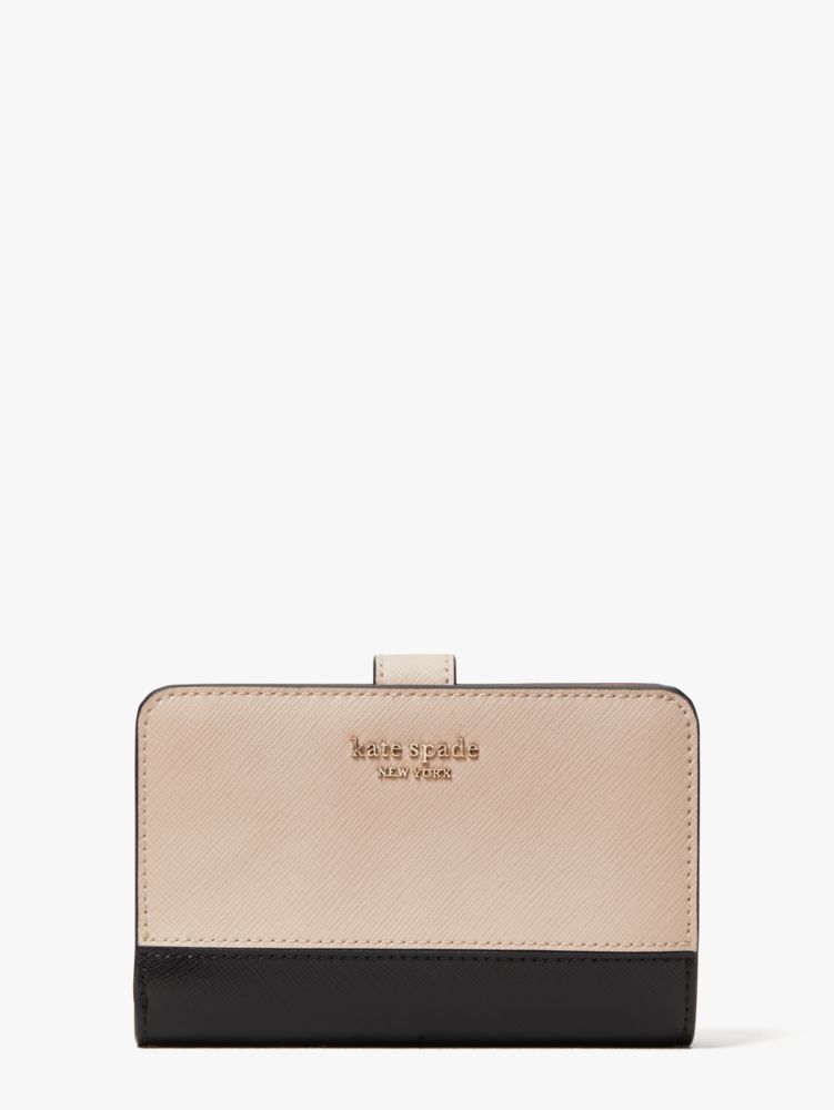 Kate Spade,スペンサー コンパクト ウォレット,ウォームベージュ/ブラック