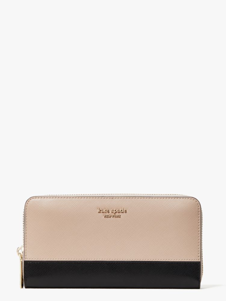 Kate Spade,スペンサー ジップ アラウンド コンチネンタル ウォレット,財布小物,ウォームベージュ/ブラック