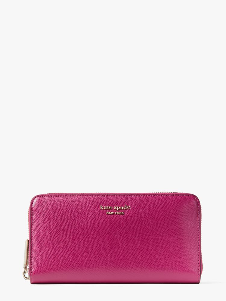 Kate Spade,Spencer Zip-Around Continental Wallet,Deep Raspberry