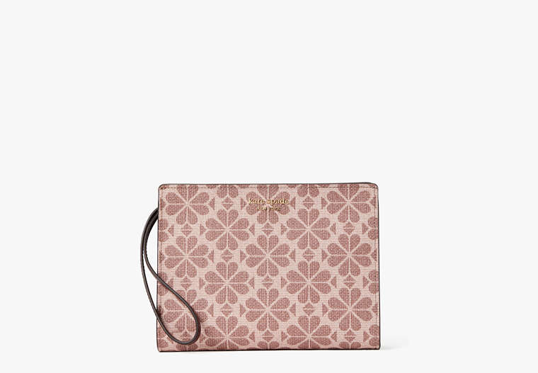 Kate Spade,spade flower coated canvas gusseted wristlet,wristlets & pouches,Pink/Multi