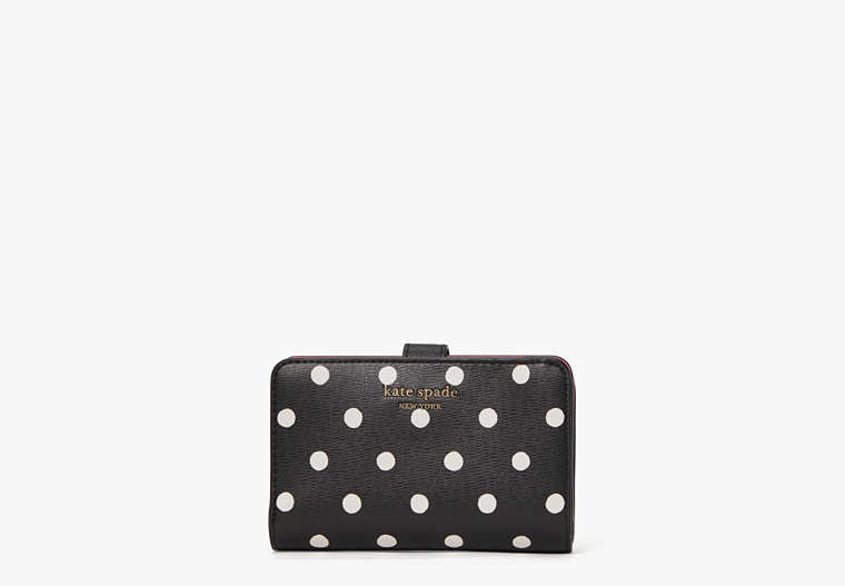 Kate Spade,spencer sunshine dot compact wallet,Black Multi