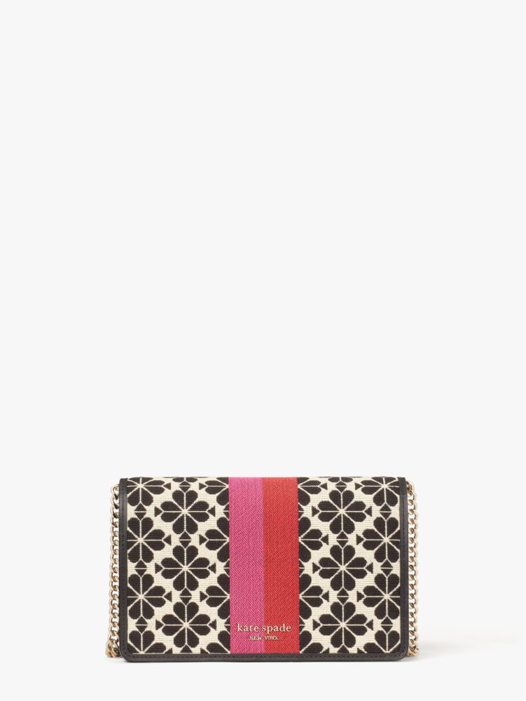 Kate Spade,Spade Flower Jacquard Stripe Chain Wallet,crossbody bags,Small,Cream Multi