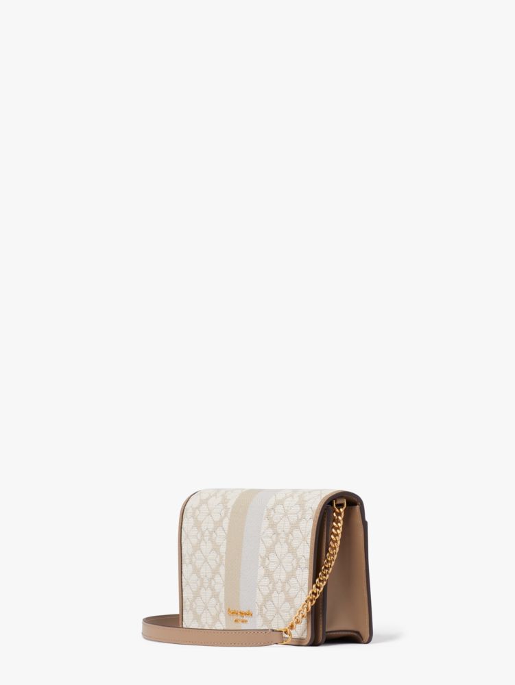 Kate Spade,Spade Flower Jacquard Stripe Chain Wallet,crossbody bags,Small,Natural Multi