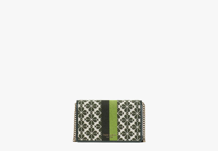 Kate Spade,spade flower jacquard stripe chain wallet,crossbody bags,Small,Green Multi