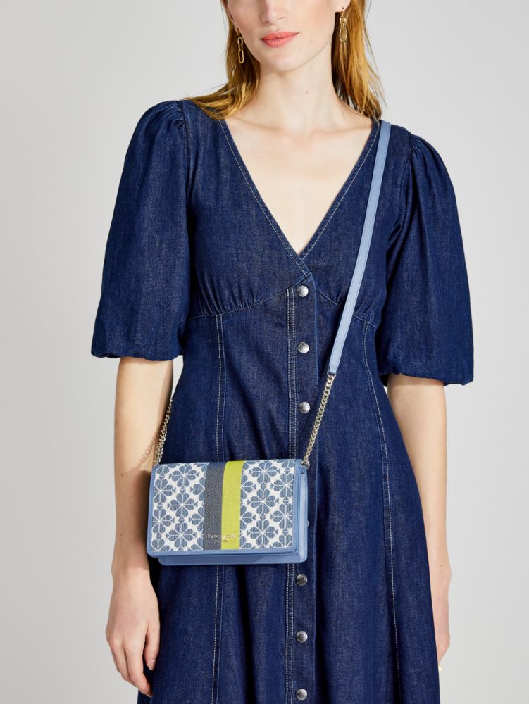 Kate Spade,Spade Flower Jacquard Stripe Chain Wallet,