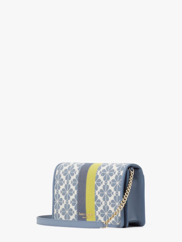 Kate Spade,spade flower jacquard stripe chain wallet,crossbody bags,Small,Morning Sky Multi