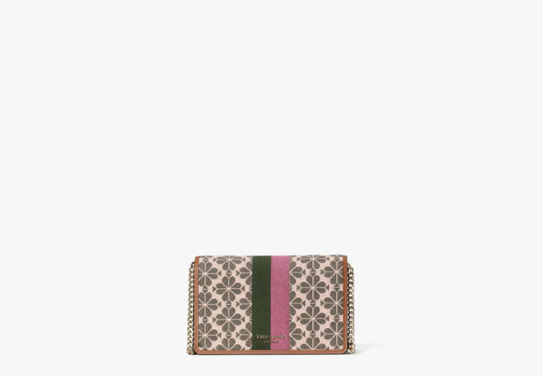 Kate Spade,spade flower jacquard stripe chain wallet,crossbody bags,Small,Pink Multi