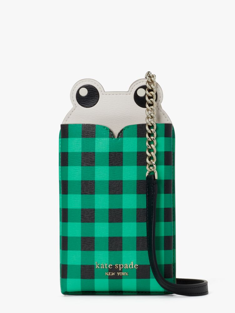 Plaid Pattern Wallet Phone Case with Crossbody Chain