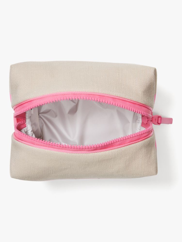 Kate Spade,Stripe Logo Canvas Large Cosmetic Case,