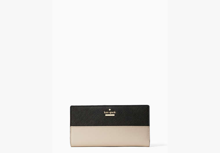 Kate Spade,cameron street stacy large slim bifold wallet,Tusk/Black