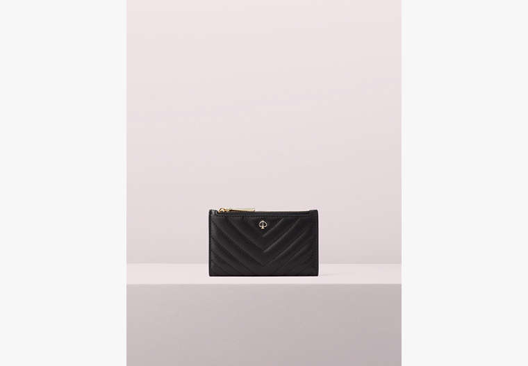 Kate Spade,amelia small slim bifold wallet,Black / Glitter