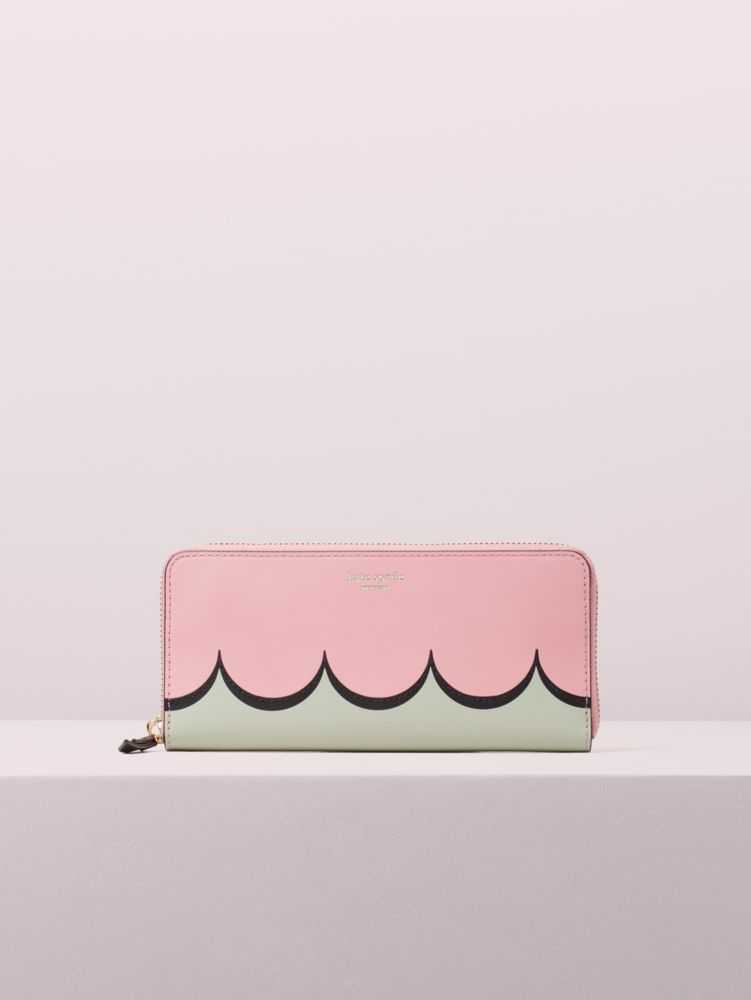 Kate Spade,intarsia scallop slim continental wallet,Rococo Pink