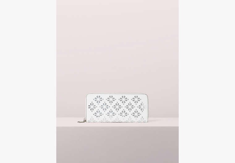 Kate Spade,sylvia perforated slim continental wallet,Optic White
