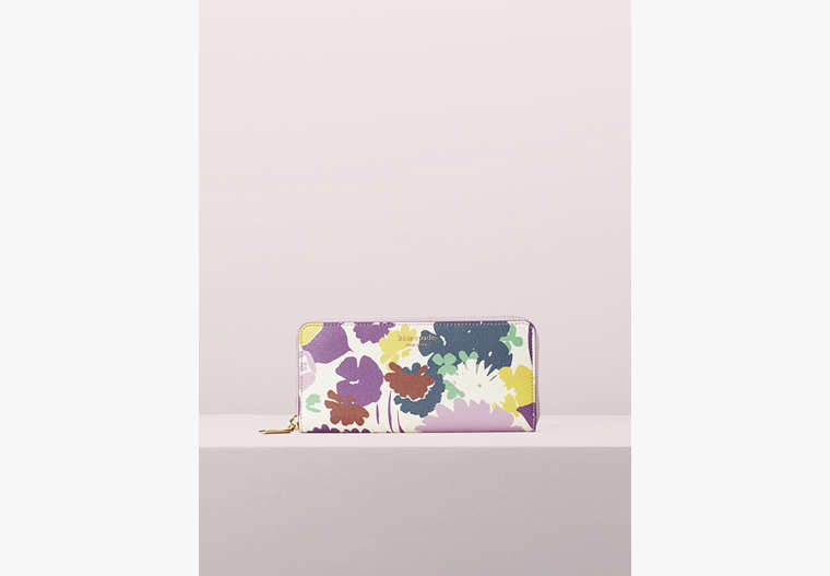 Kate Spade,sylvia swing flora slim continental wallet,Parchment Multi