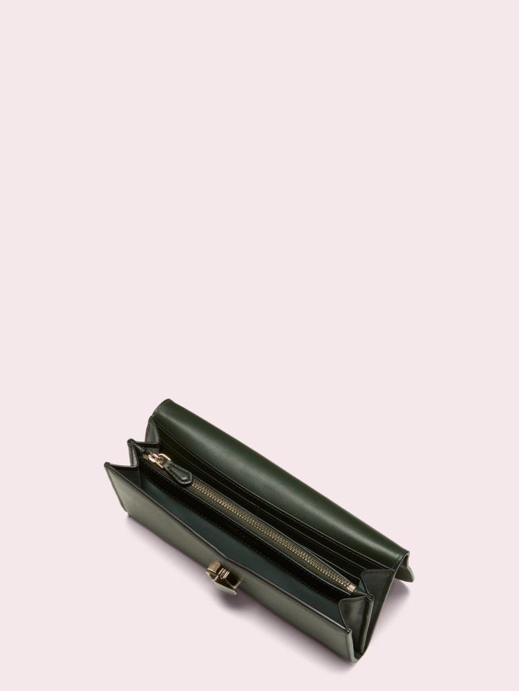 Kate Spade,二コラ ツイストロック フラップ コンチネンタル ウォレット,ディープエバーグリーン