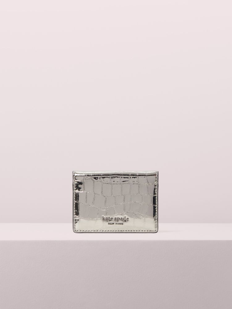 Kate Spade,Sylvia Croc-embossed Mirror Card Case,