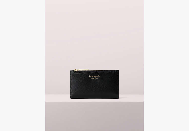 Kate Spade,spencer small slim bifold wallet,Black / Glitter image number 0
