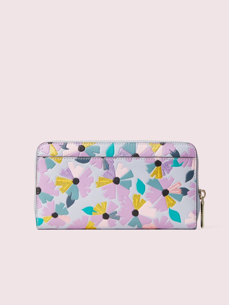 Spencer Glitter Floral Zip-around Continental Wallet, , Product