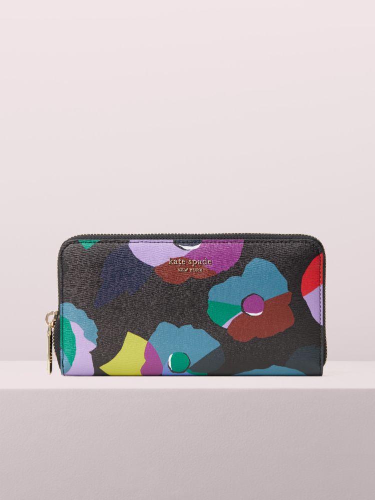 Kate Spade,Spencer Floral Collage Zip-around Continental Wallet,