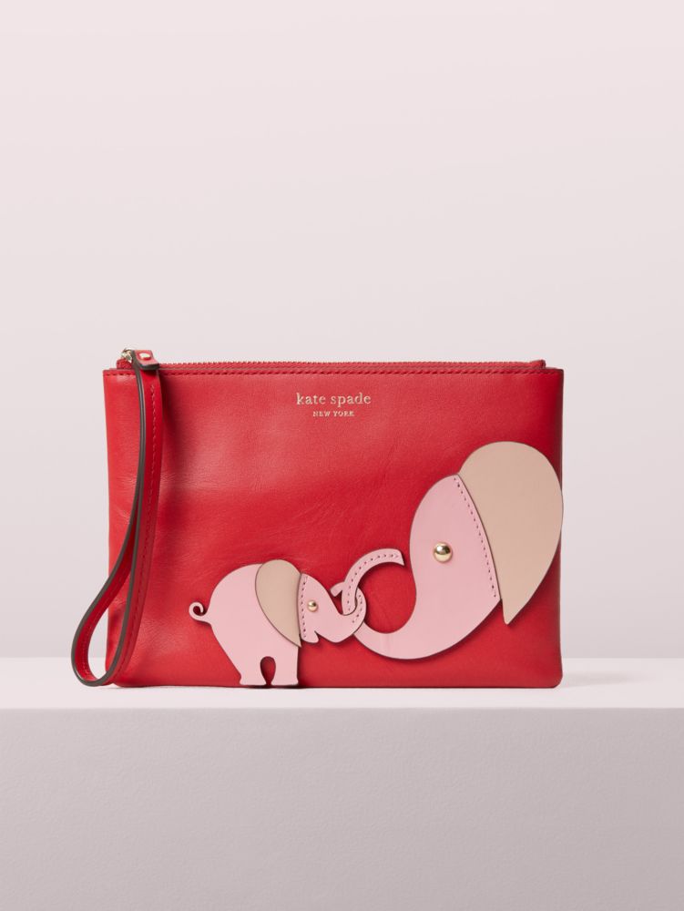 Applique Tiny Elephant Small Pouch Wristlet Kate Spade IE