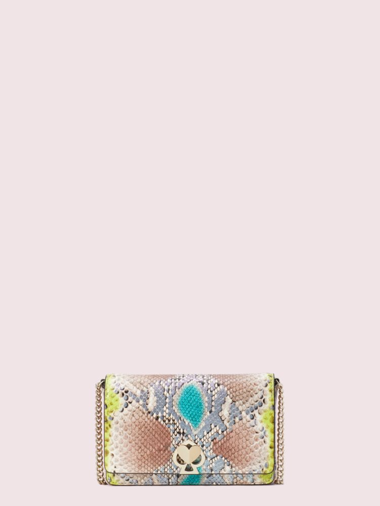 Kate Spade,romy python-embossed chain wallet,Yellow Multi