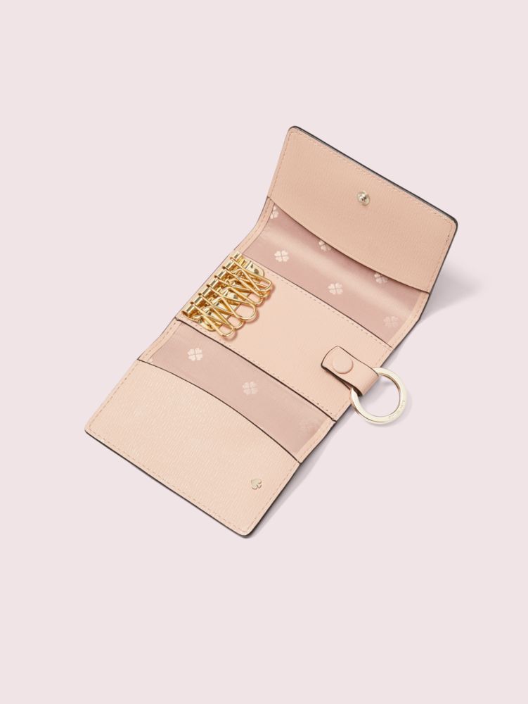KATE SPADE モーガン フローラル エンボスド キーホルダー ホワイト