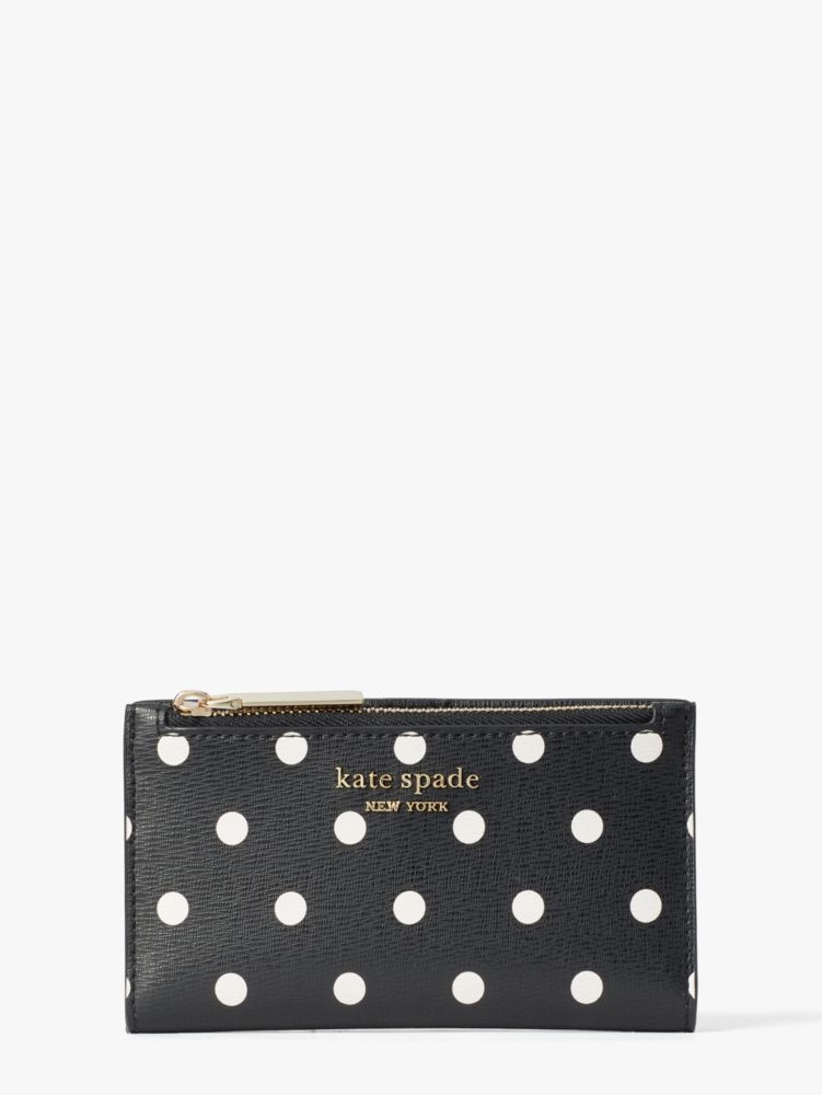 Kate Spade,spencer small slim bifold wallet,Black Multi