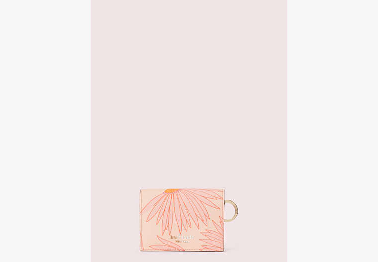Kate Spade,spencer falling flower mini key-ring wallet,Pink Multi