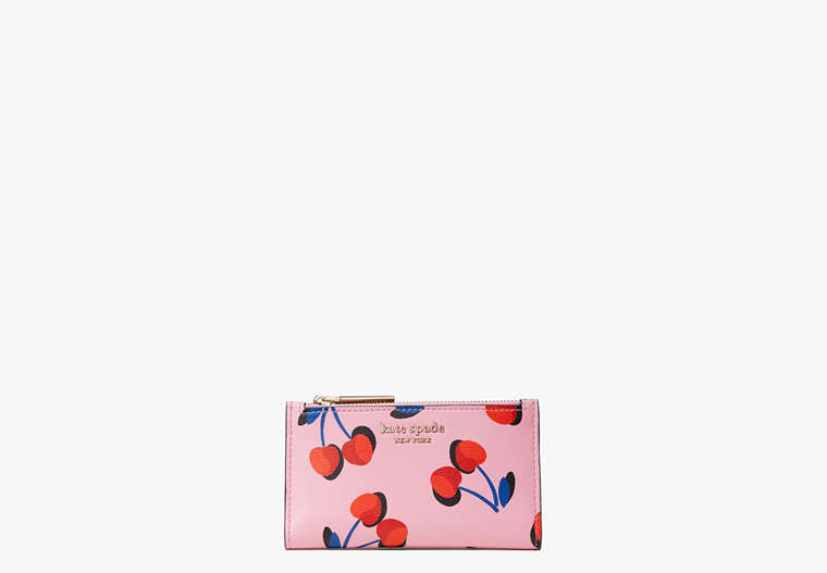 Kate Spade,spencer cherries small slim bifold wallet,Pink Multi