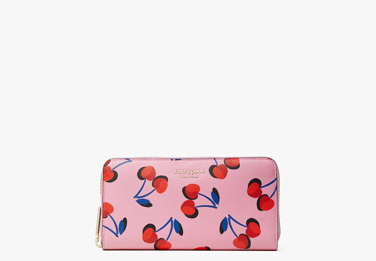 Kate Spade,spencer cherries zip-around continental wallet,Pink Multi