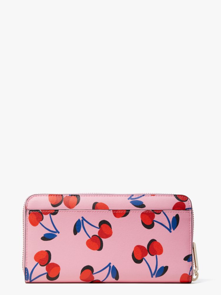 Kate Spade,spencer cherries zip-around continental wallet,Pink Multi