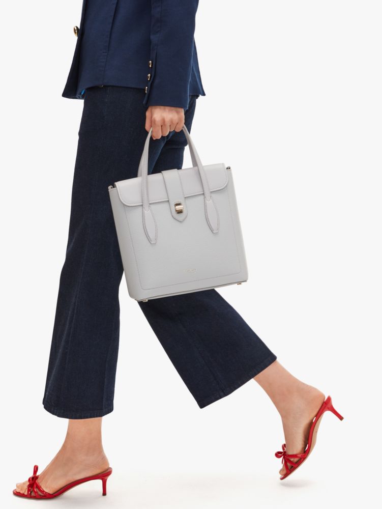 Kate Spade,Essential Medium North South Tote,Leather,Satchel,No Embellishment,Work,Gray