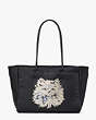 Kate Spade,everything puffy cat large tote,tote bags,Black
