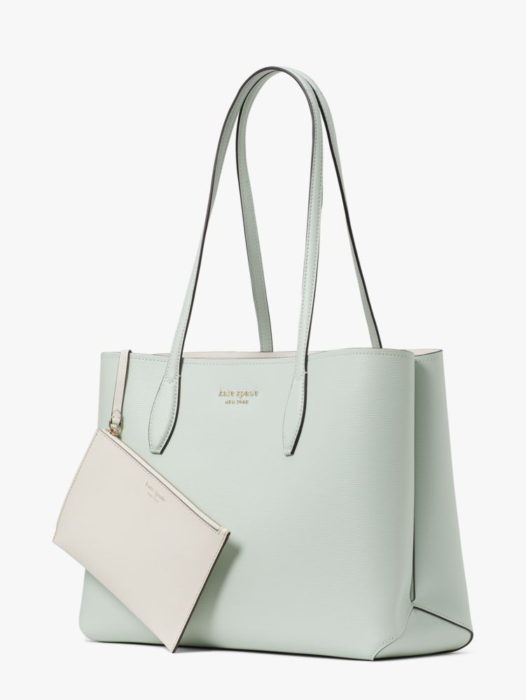 Kate Spade,All Day Large Tote,Leather,Faux Leather,Tote,Wristlet,Pouch,Metal,Logo,Scratch Resistant,Gold Metal,Work,Casual,