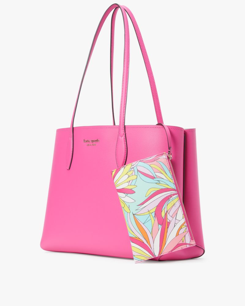 Kate Spade,All Day Large Tote,Leather,Faux Leather,Tote,Wristlet,Pouch,Metal,Logo,Scratch Resistant,Gold Metal,Work,Casual,