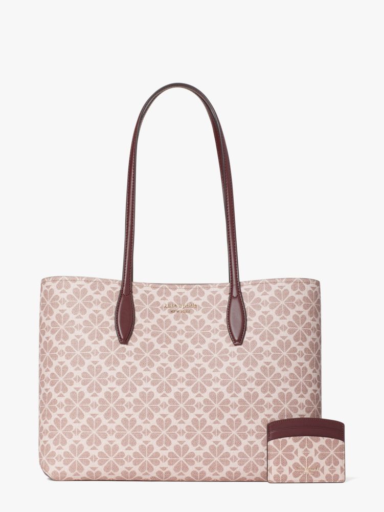 Kate Spade,オール デイ スペード フラワー コーテッド キャンバス ラージ トート,バッグ,ピンクマルチ