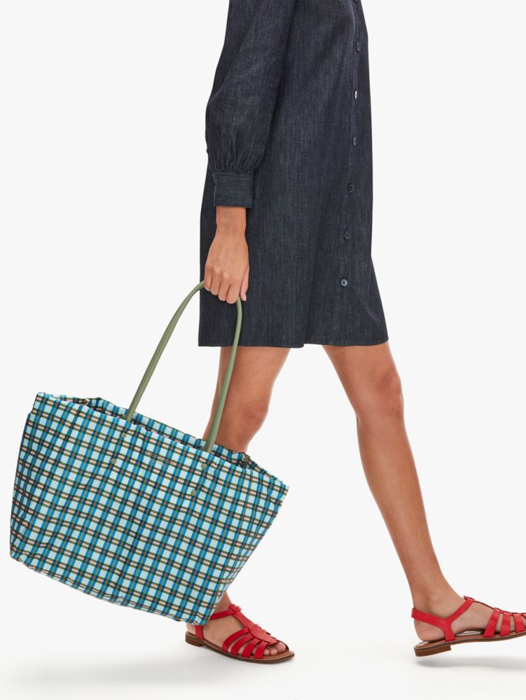 Kate Spade,everything puffy plaid large tote,tote bags,Large,