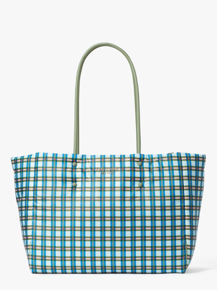 Kate Spade,everything puffy plaid large tote,tote bags,Large,