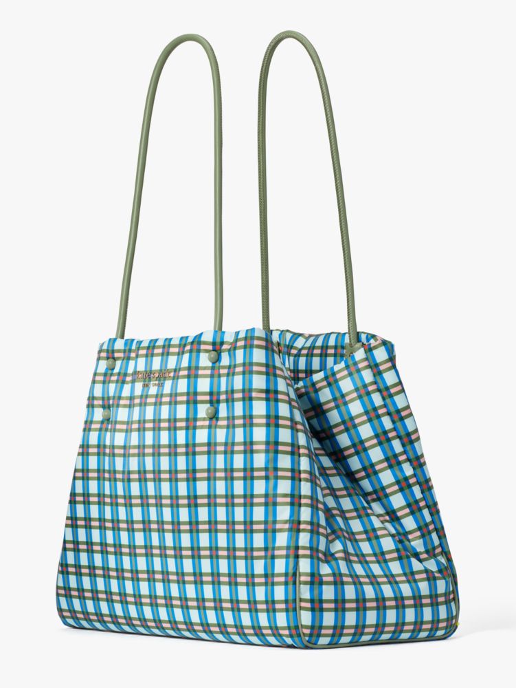 Kate Spade,everything puffy plaid large tote,tote bags,Large,