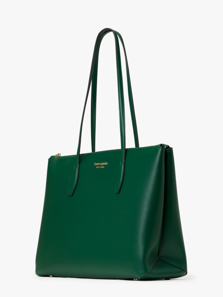 Kate Spade Women’s All day Large Leather Zip-Top Laptop Work Tote Green Bag