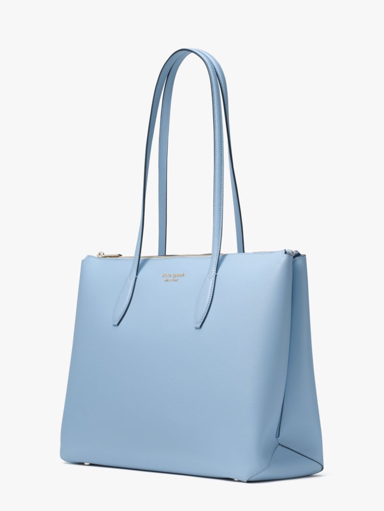 Kate Spade,All Day Large Zip-top Tote,Lining Lining Fabric Content,Leather,Tote,Logo,Metal,Gusset,Gold Metal,Work,