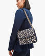 Kate Spade,spade flower jacquard locket large flap shoulder bag,shoulder bags,Large,Blue Multi