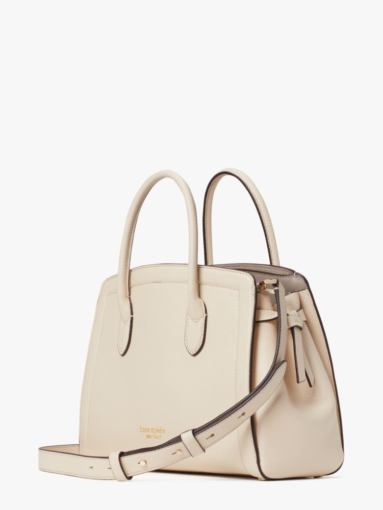 Kate Spade,Knott Medium Satchel,Leather,Satchel,PVC,Logo,Metal,Gusset,Gold Metal,Day Party,