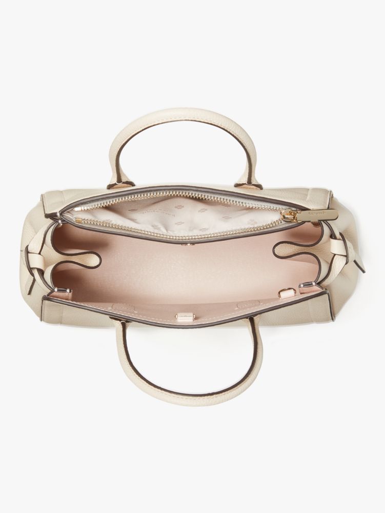 Kate Spade,Knott Medium Satchel,Leather,Satchel,PVC,Logo,Metal,Gusset,Gold Metal,Day Party,