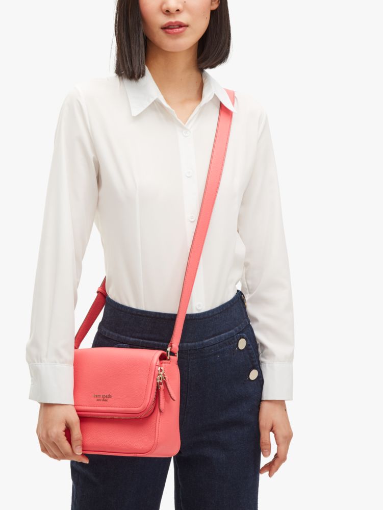 Kate Spade,ラン アラウンド ラージ フラップ クロスボディ,ピーチメルバ