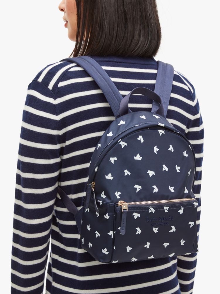 Kate Spade,city pack paper boats medium backpack,backpacks,Medium,Aqua Print